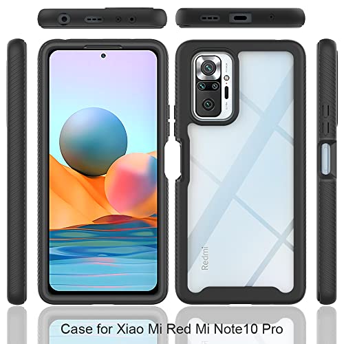 Niopiee For Xiaomi Redmi Note 10 Pro Case Hybrid Drop Protection Clear Case Heavy Duty Hard Rugged Anti-Slip Bumper Anti-Scratch Armor Protective Phone Cover For Redmi Note 10 Pro Black #TOP6
