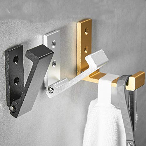 5 Pcs,Folding Wall Hooks,Coat Hooks Wall Mount,Aluminum Alloy Heavy Duty Single Towel Hook, Hooks For Hanging Coat Jackets Headset Robe Clothes Hat (Silver) #TOP4