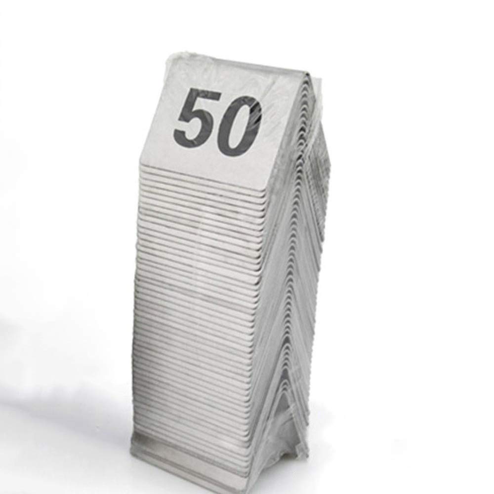 SaryEdge Table Numbers, 1-25/50/100 Stainless Steel Table Number Cards Restaurant Cafe Bar Seating Table Numbers Wedding Birthday Marriage Anniversary Events P,1 to 50