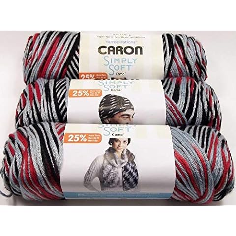 CARON SIMPLY SOFT CAMO PACK OF 3 - 141G EACH BALL - RED CAMO, 24.6 x 21.8 x 7.4 cm Cover