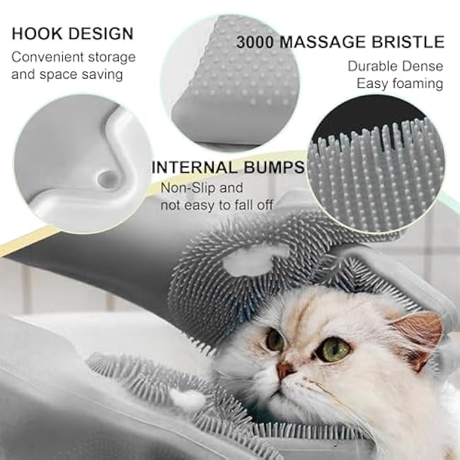 Pet Grooming Gloves ¨C 5-Finger Deshedding & Massage Gloves for Dogs & Cats, Heat-Resistant Silicone Brush Gloves ¨C Gentle Hair Removal & Bathing Aid (Pair)-bJzk68LR