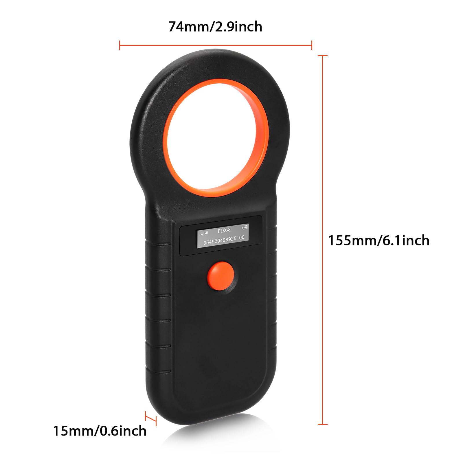 Lecteur de puces pour Animaux de puces pour Chiens/Chats, Lecteur de Micropuces RFID, 134,2 kHz, ISO11784/85/HFDX-B/EMID