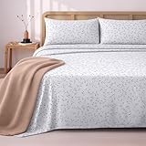 Utopia Bedding Juego de Sabanas Estampado 4 Piezas 135x190 - Poliéster Microfibra Cepillada - Sábana Bajera, Vides Gris)