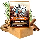 Mens Soap - Bare Bar - Natural Mens soap bar UK - Handcrafted Exfoliating Cold Process Natural Body Soap bar for Men - Vegan, Plastic Free, Cruelty Free, 142g, hand soap (Woodsman)