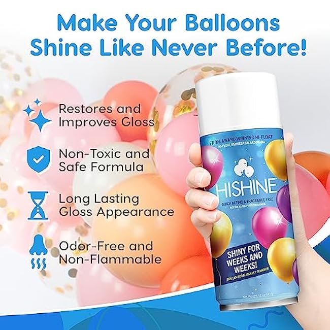 HI-SHINE Balloon Aerosol Spray 12oz: Precise Mist, No Drips, Instant Gloss - Enhance Decor for Birthdays, Weddings, Events - Quick Apply, Lasting Results - Uplift Celebrations