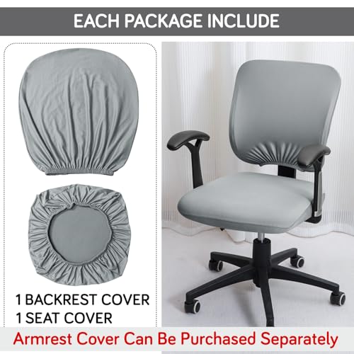 Image of HOKIPO 'SereneSolids' 140 GSM Office Chair Cover for Task Chair - 140 GSM Stretchable Fabric - Washable & Anti-Slip - Fits Small Office Chairs Without Headrest, Smokey Grey (AR-5224-SGRY)