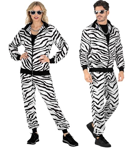 W WIDMANN MILANO Party Fashion - Survêtement fantaisie, motif animalier, tenue années 80, survêtement de jogging pour le carnaval et les fêtes