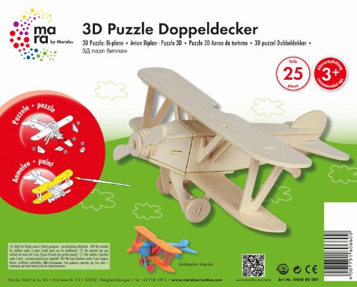Preisvergleich Produktbild Mara by Marabu 046000001 - Doppeldecker, 3D Puzzle, 25-Teile