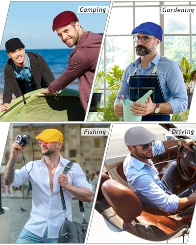 Image of Chuarry 8 Pack Men's Mesh Flat Cap Breathable Summer Newsboy Hat Cabbie Driving Hats for Men