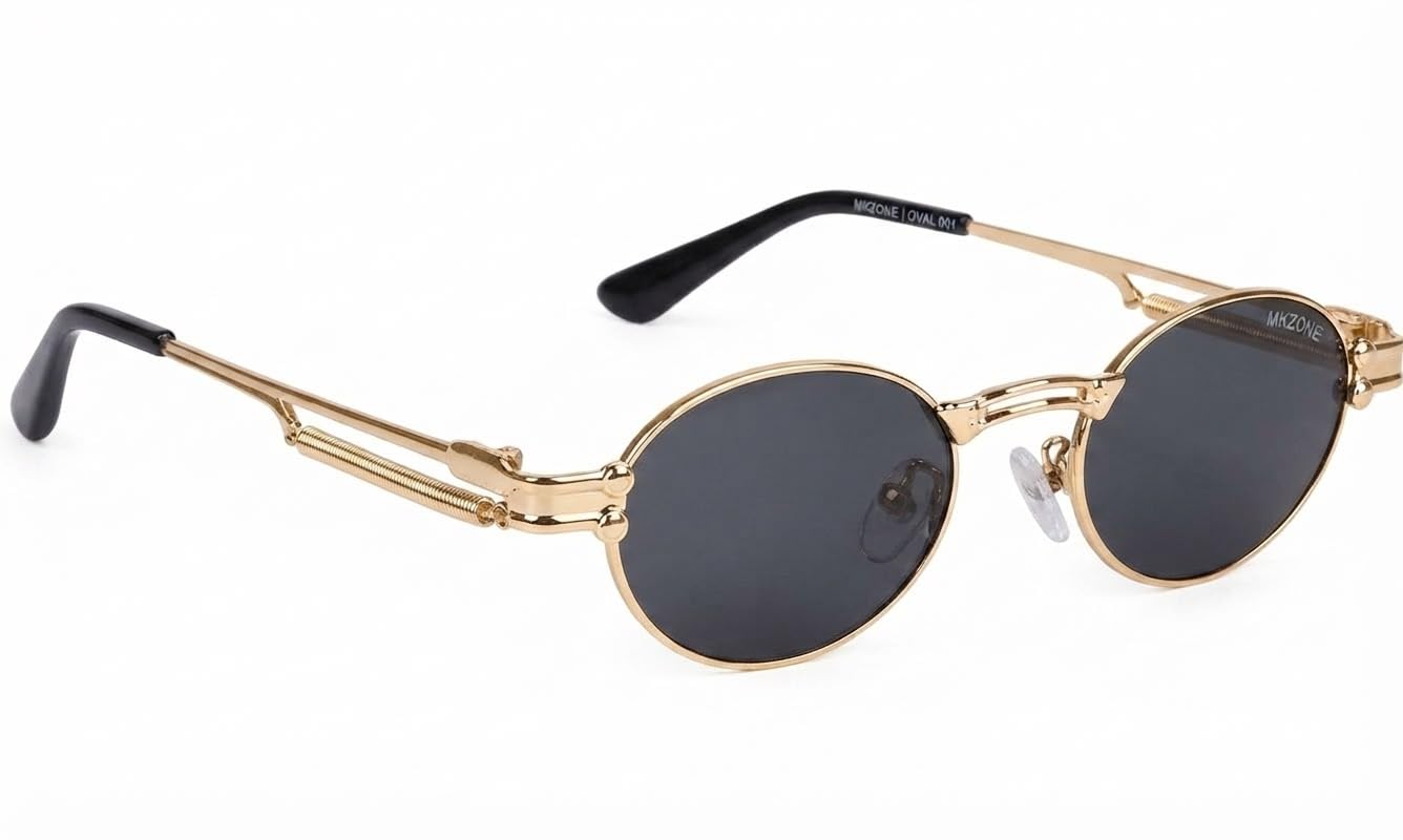 unisex oval sunglasses with metal frame | silver & gold | uv400 protected gradient lenses | vintage retro style for men & women