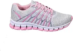 Tênis Esportivo Feminino, Preto e Rosa, Solado Flexível, Running e Caminhada mega oly