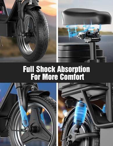 Image of Electric Scooter Adults, 1000W Peak Motor, 35 Miles of Range Scooter with Seat, 25MPH Top Speed, Foldable Escooter with Rear Box for Pets and Cargo, Dual Suspension for Commuting