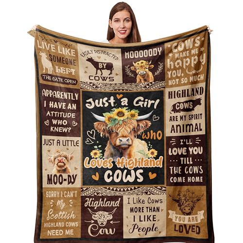 Qotuty Highland Cow Blanket, Highland Cow Gifts...