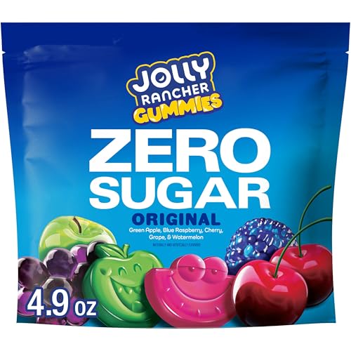 JOLLY RANCHER Gummies Zero Sugar Assorted Fruit Flavored Candy Bag, 4.9 oz (7 Pouches)
