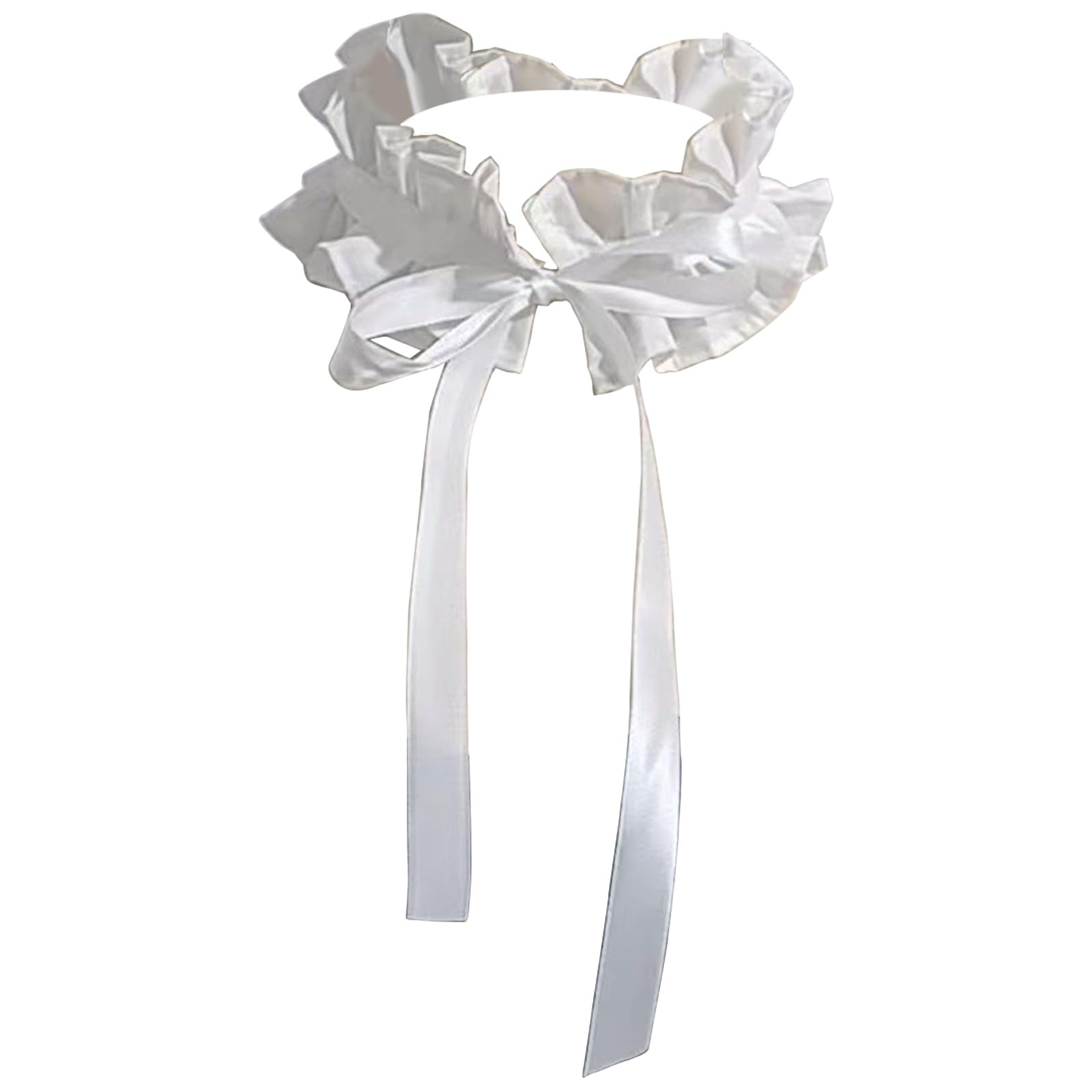 Bbajszx Multiuse Ruffled Choker Collar Bowknot Wrist Cuffs Hand Sleeves for Cosplay and Everyday Fashion Dressingup Props Fashion DressingUp Accessory