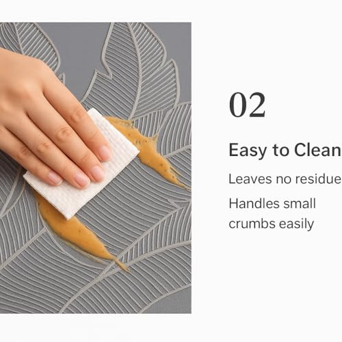 Image of HomeCloud PVC Material Round Shape Table Mat, Dining Table Mat,Table Placemats, Round Mats,Best for Bed-Side Table /Center Table, Dining Table /Shelves (Leaf Let Silver, Set of 6)