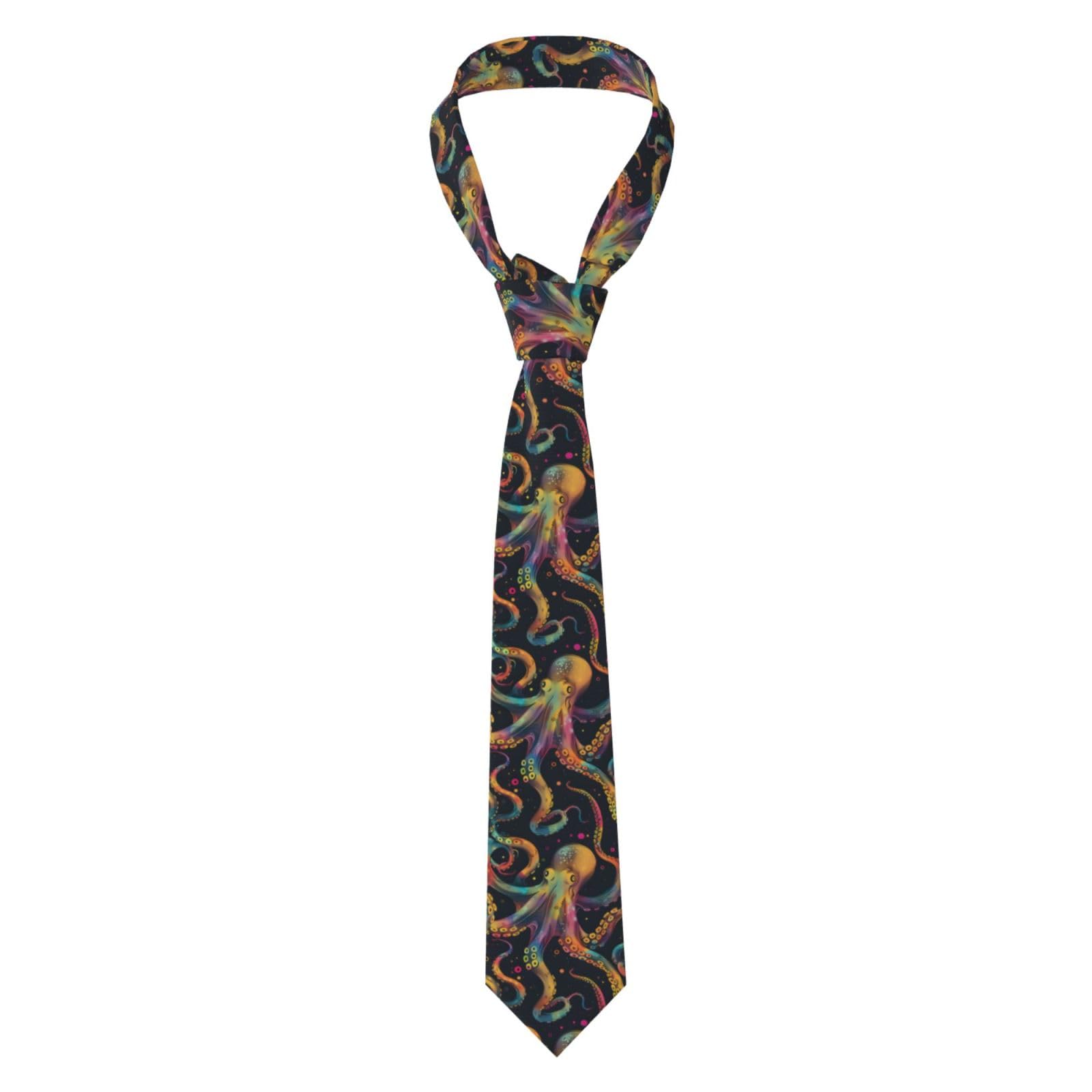 SMAZDFXX Octopus Colourful Print Men's Tie Novelty Neck Fashion Ties For Mens Daily Wedding Party Business