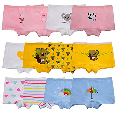 Anntry Niños Paquete de 12 Calzoncillos Suaves y cómodos Algodón Ropa Interior Niñas Surtidas Boyshort Bragas 2-10 años (XL(8-10) Años, Color-2)