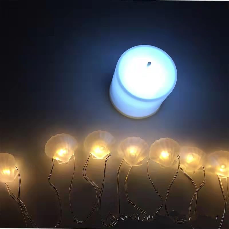 zhonghua Sea Fairy String Light, 3M 30LED Beach String Lights Ocean Decor String Lights Silver Wire Battery (Shell 2)