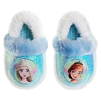 Disney Frozen Elsa and Anna Girls Indoor Slippers | Lightweight Warm Plush Slippers