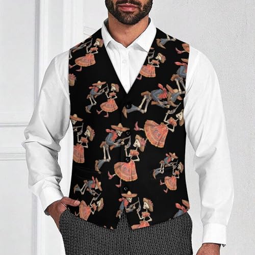 Cool Skull Gun Men's Suit Vest Slim Fit Business Dress Party Pattern Waistcoat Vest Top2