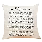 XUWELL I Love You Mum We are so Lucky to Have You Mom Cotton Linen Throw Pillow Cover, Mom Birthday,...
