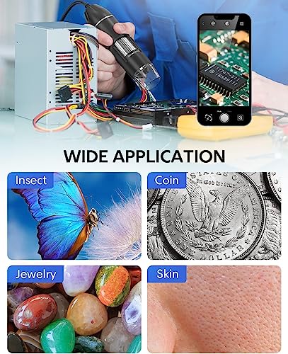 Image of Tobo USB Digital Microscope 50X to 1600X, 8 LED Magnification Microscope Camera, with Metal Stand,Compatible with Mac Window 7 /8 /10 Android Linux,Handheld USB Phone Microscope(USB-1600x) - TD-587IM
