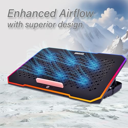 Geonix Ergo 2 Gaming Laptop Cooling Stand with 10 RGB Lights, 6 Quiet Fans for 15.6-18 Inch Laptops, Smart Touch, 5 Stand Adjustable Point, PC... - Image 2