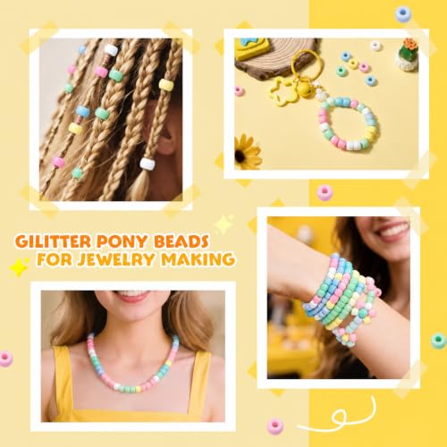 Image of Simetufy 1200 pcs Pony Beads Macaron Pastel Colored Beads for Crafts