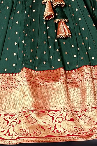 Image of Wommaniya Impex New south Indian traditional pattu pavadai Jecquard Lehenga choli for girls dress