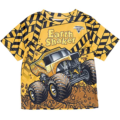 Monster Jam Earth Shaker t-shirt jaune 4T idéal pour l'école et les jeux au parc