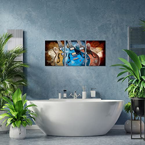 Tiuauit 3 Pieces Vintage Electric Guitar Canvas Wall Art Musical Instrument Poster Prints For Bedroom Studio Decoration Music Lover Gift Ready To Hang (12Wx16Lx3Pcs) #TOP3