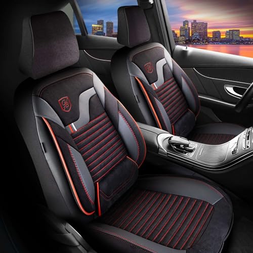 Housses de sièges de voiture universelles en velours noir et rouge chic