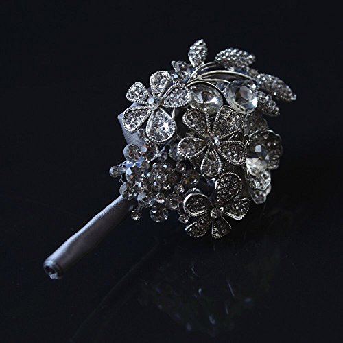 S_SSOY Crystal Rhinestone Boutonniere Corsage Flower Bridegroom Groom Men's Brooch Boutonniere Groomsmen Best Man Boutineer with Pin for Wedding Prom Homecoming Party Pack of 4