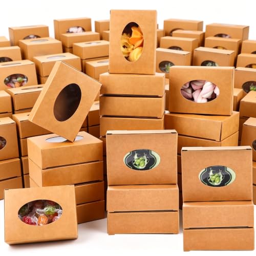 Zentriqlla 120 Pack Paper Soap BoxesKraft Treat Box with Window