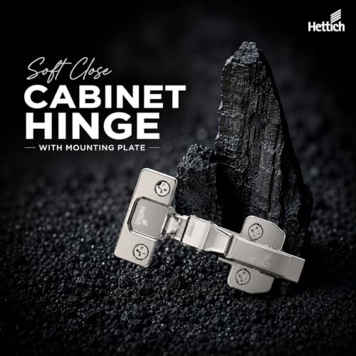Image of Hettich Sensys 8631i Soft Close 16 Crank Thick Door Hinge with Mounting Plate | Nickel Plated | 95 Opening for 15-32mm Overlay Doors | Screw-On | 1 Year Surface Warranty | Pack of 1 (2 Hinges)