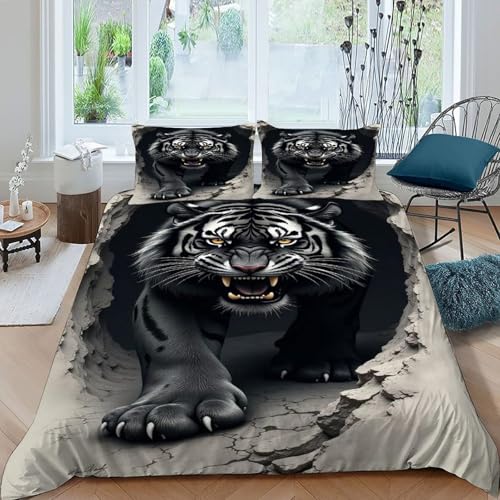 Parure de lit tigre super king couvre-lit microfibre doux