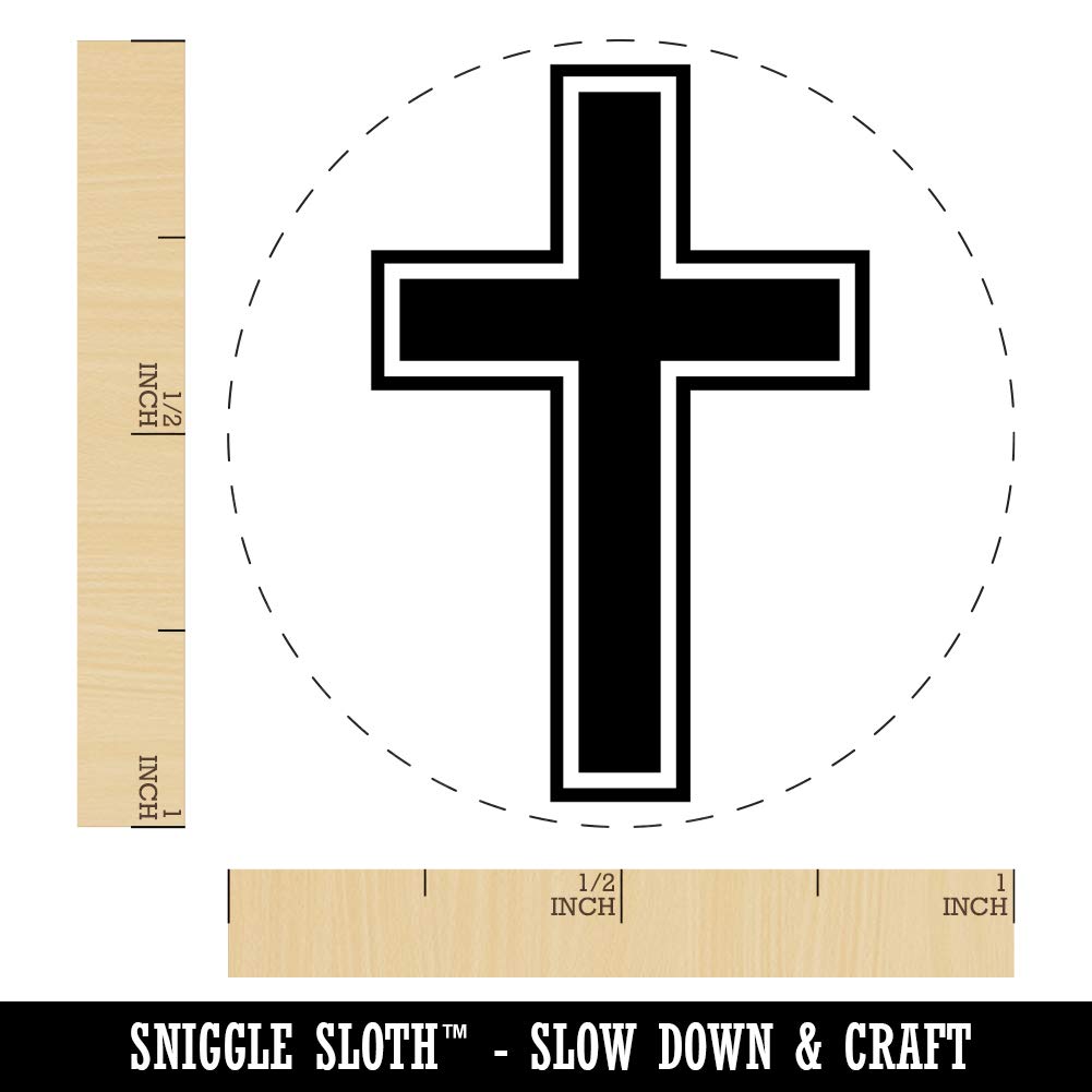 Cross with Outline Christian Rubber Stamp for Stamping Crafting Planners - 1 Inch Medium