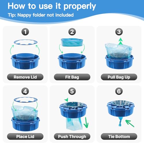 12-Pack Nappy Bin Refill Bags, 4.5m Baby Diaper Bucket Bag Liner Bucket, Eco-Friendly Odor-Proof Diaper Refill Box,Compatible with Angelcare/Tommee Tippee Twist & Click Sangenic - Image 5