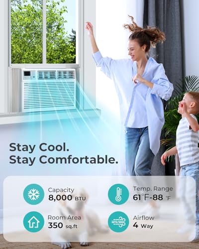 Electactic Window Air Conditioner, 8000 BTU Window AC Unit, Cool Rooms up to 350 Sq.Ft., 6-in-1 Modes,24H Timer, Energy Saving, Remote Control, Perfect for Bedroom, Apartment, Living Room, Office - Image 3