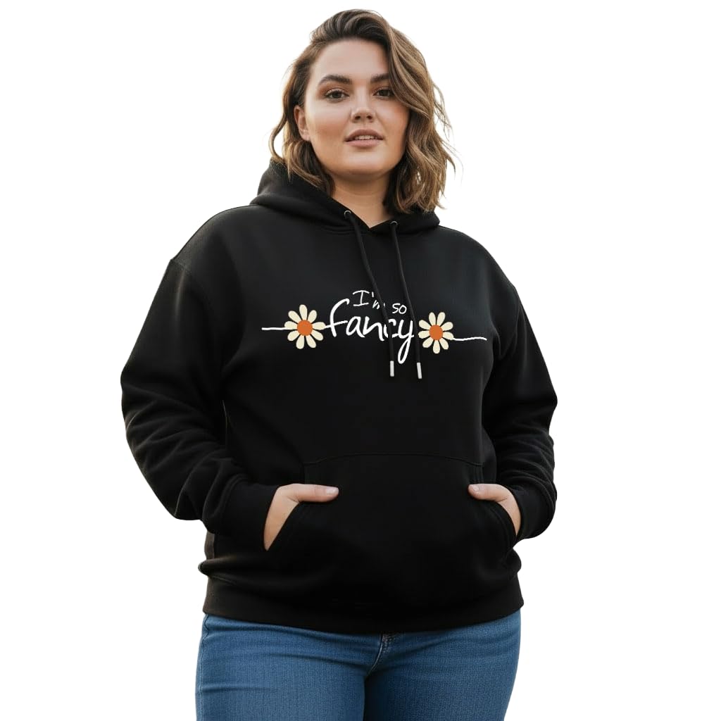 the south store Women's Cotton Fleece Black Full Sleeve Graphic Printed Plus Size Hooded Sweatshirt | 2XL, 3XL, 4XL, 5XL Hoodies for Womens Winter Wear | 774-picture-48