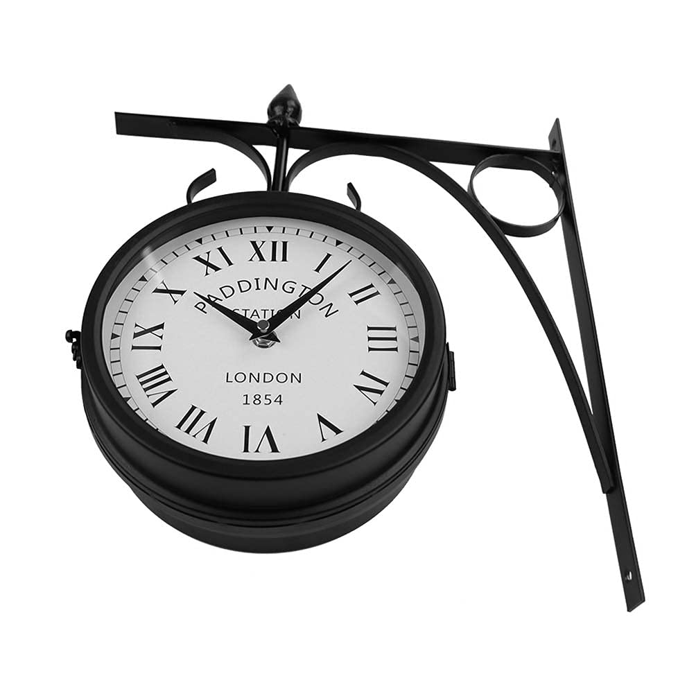 Orologio bifacciale Paddington Station Orologio da Parete in Metallo Girevole a 360°