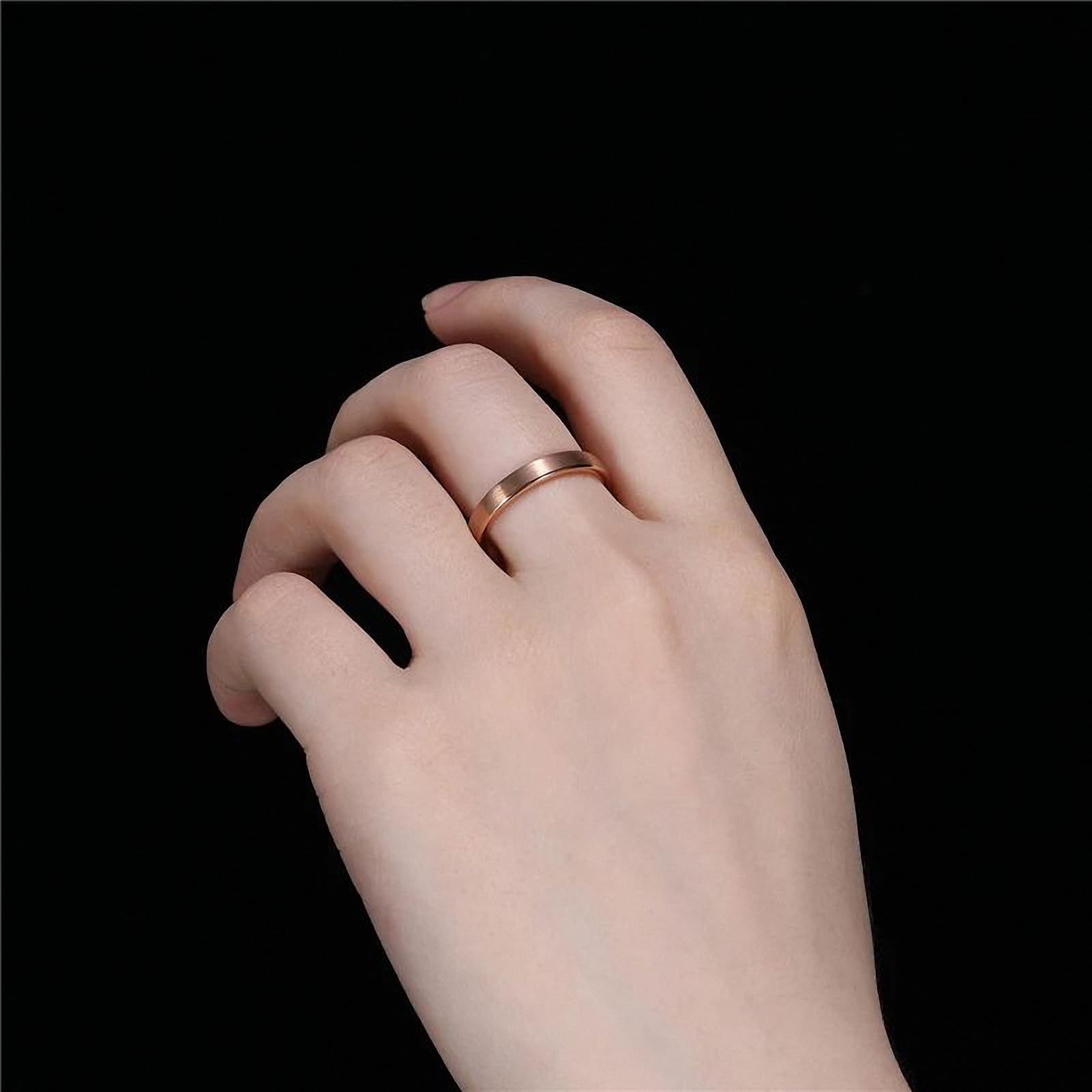Ring Brushed Wedding Band for Women Tungsten Rings Jewelry Couple Never Fade Rust 3 mm Rose Gold 7.5