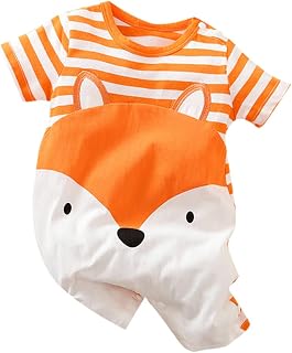 Hopscotch Baby Boys Cotton Short Sleeves Printed Romper in Orange Colour Price In India