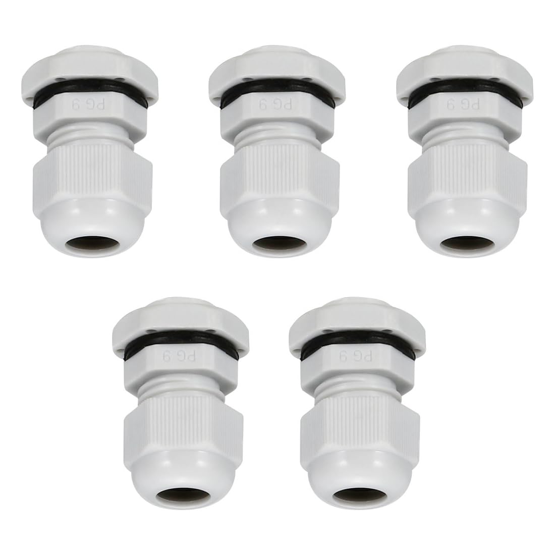 MACHSWON 5Pcs PG9 Cable Gland - Durable Threaded Wire Connector with Locknut for 4-8mm Dia Cable Wire, White