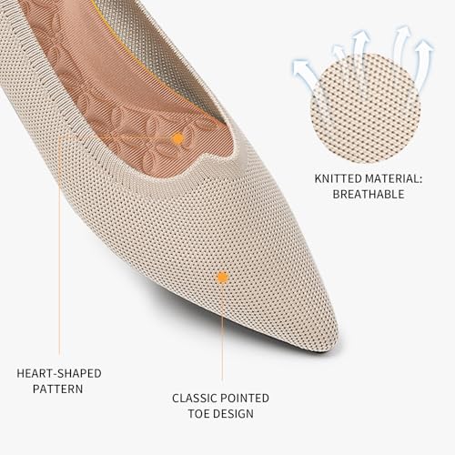 Women’s Flats, Pointed Toe Ballet Flats Shoes for Women Comfortable Knit Dressy Flat3