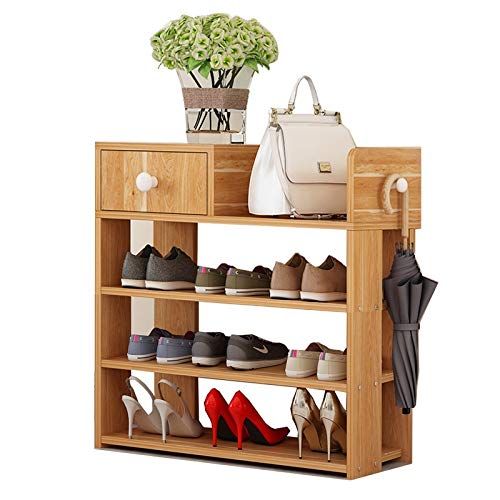 Multi-Layer Simple Shoe Shelf Home Simple Household Dustproof Shoe Cabinet, Wooden Shoe Rack (Size : 4 Layers) ()