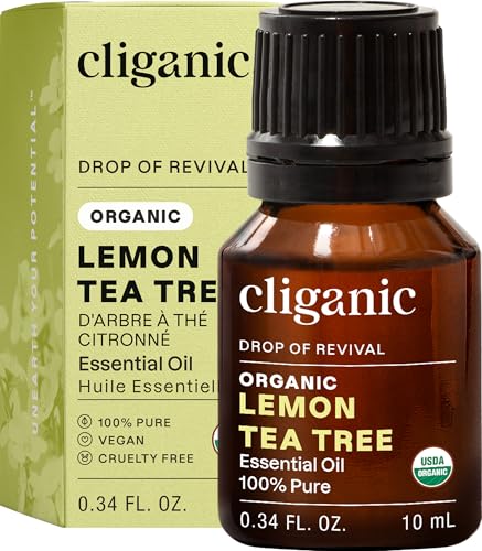 Image of Cliganic Organic Lemon Tea Tree Essential Oil, 100% Pure Natural for Aromatherapy | Non-GMO Verified