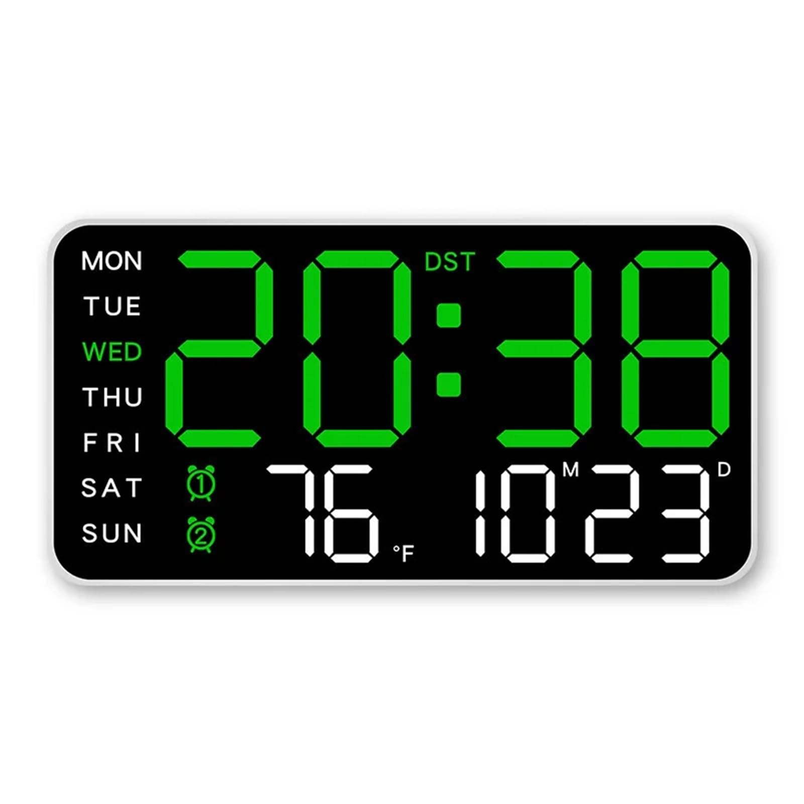 Orologio Atomico Digitale Orologio da parete digitale con temperatura Display a LED USB/batteria Sveglie tavolo di grandi dimensioni for soggiorno, camera letto, decorazioni for la casa(White shell 1)