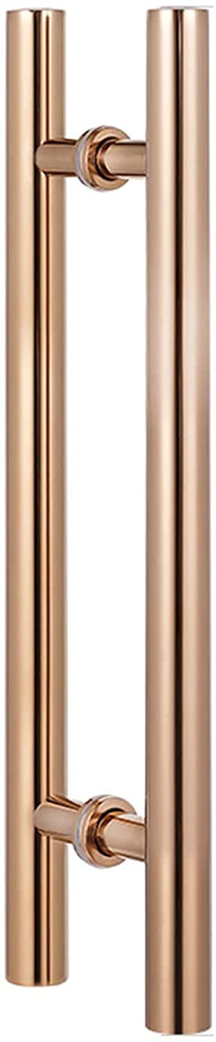 Circir Rose Gold Entry Glass Shower Pull And Push Door Handle,Modern Stainless Steel Door Handle, H Shape Barn Door Pull Handle(,80Cm/2.6Ft)